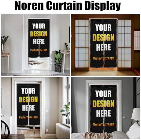 Leowefowa Custom Double Sided Noren Curtain Panel with Photo Text Logo