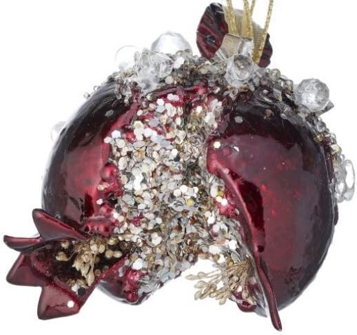 Burgundy Glitter Sparkle Pomegranate Ornament