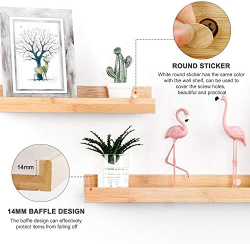 Natural Bamboo Floating Shelves Wall Mounted Decor Organizer