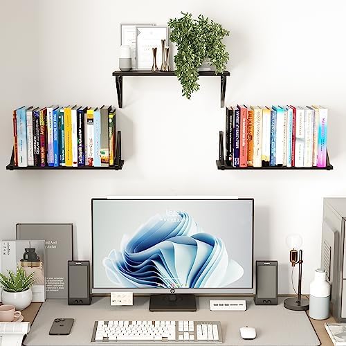 BAMEOS Floating Shelves Rustic Wood Set of 3