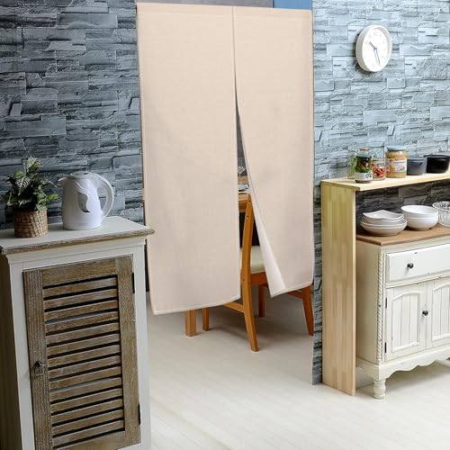 Leowefowa Light Brown Japanese Noren Door Curtain
