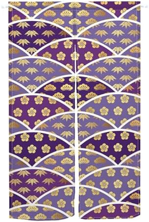 Japanese Noren Door Curtain 34x48 Inch Flower Leaves