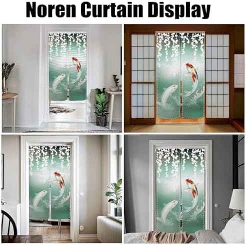 XMJJKUF Noren Door Curtain Brocade Fish Green 335x709