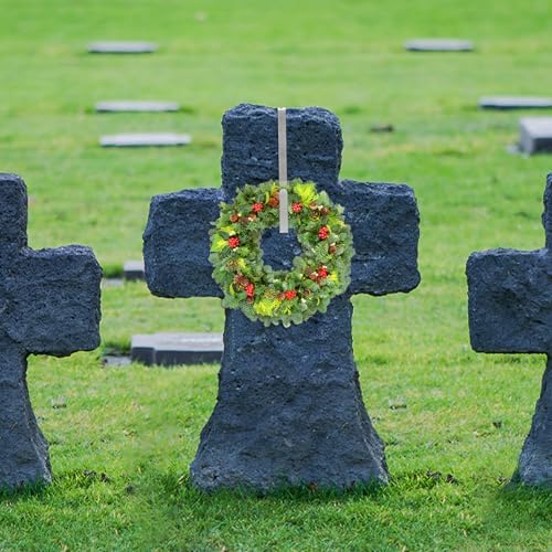 QWORK Christmas Headstone Wreath Hanger - 2 Pcs Adjustable Stainless Steel