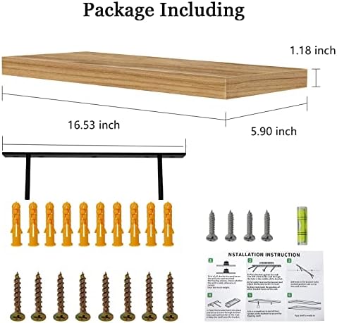 165in Floating Shelves Set of 2 Rustic Solid Wood Renter Friendly