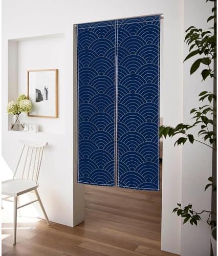 ChloropLastid Japanese Style Door Curtain Pure Blue