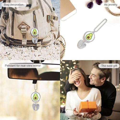 Elegant Car Hanging Ornament - Kawaii Avocado Mirror Pendant