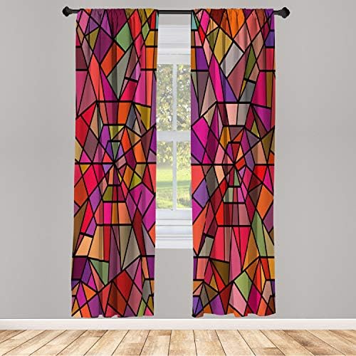 Ambesonne Abstract Window Curtains Red Ruby 28x95 2 Panel Set