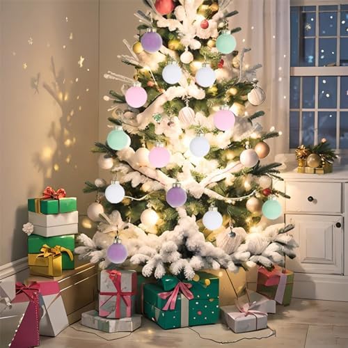 Velvet Christmas Balls Flocked Shatterproof Decor 315 Inch Set