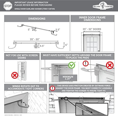 Front Door Garland Hanger - Adjustable for Different Door Widths