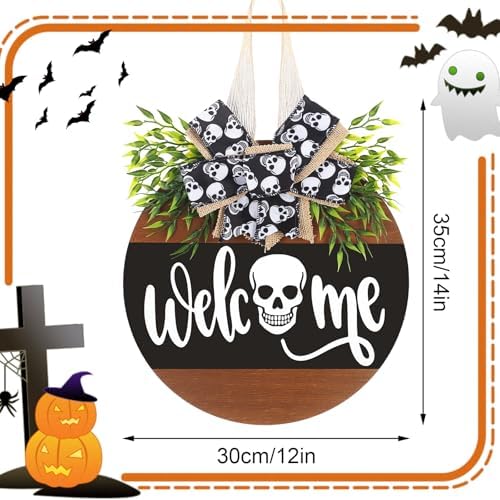 Wenmaqin Halloween Wreath Door Decor Sign
