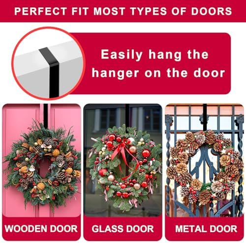 2 Pack 15 Inch Black Wreath Hanger for Front Door