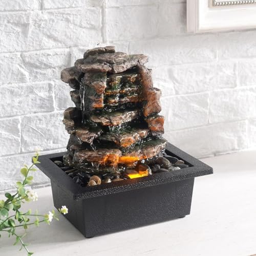 GOSSI Indoor Waterfall Fountain with LED Lights