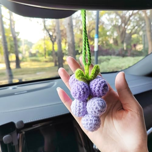 Cute Crochet Grape Car Hanging Ornament