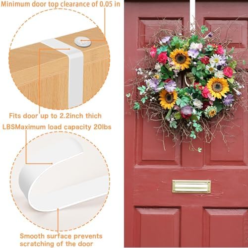 12 White Wreath Hanger Hooks for Front Door 2 Pack