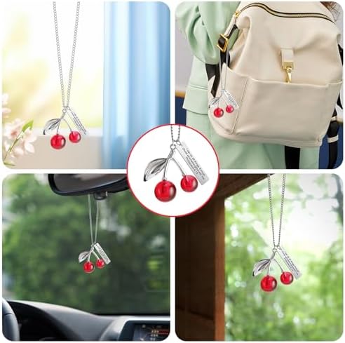 Cute Cherry Car Charm Rear View Mirror Decor