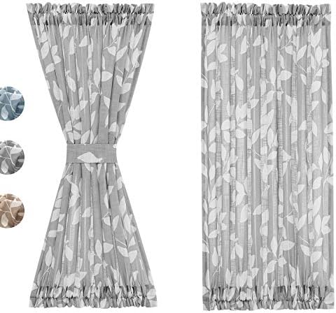 Treatmentex Leaf Print Curtain Panels for French Doors