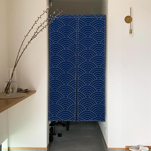 ChloropLastid Japanese Style Door Curtain Pure Blue