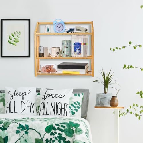 Goaste Bamboo Wall Mounted 3 Tier Shelf Organizer