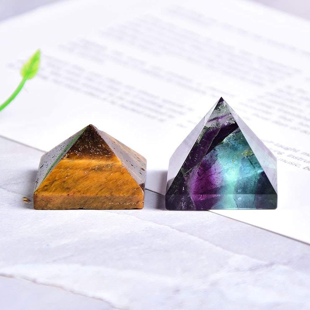 DOUKI White Turquoise Crystal Pyramid for Home Decor