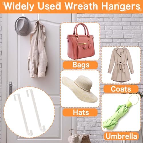12 White Wreath Hanger Hooks for Front Door 2 Pack