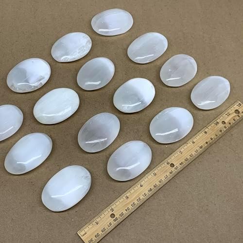 WatanGems 1pc Natural Selenite Palm-Stone Crystal Pillow Shape Collectible
