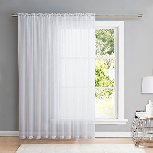 NICETOWN Sheer Curtain Panel for Sliding Doors - White 100x108