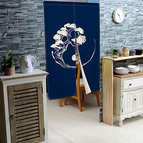 Leowefowa Deep Blue Door Curtain with Abstract Pattern