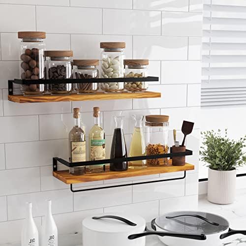 Floating Shelves for Wall Set of 2 Carbonized Black