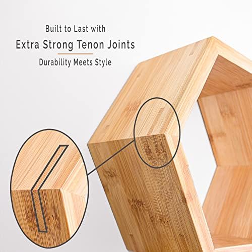 Bamboo Hexagon Floating Shelves Set Of 3