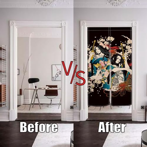 Japanese Style Door Curtain with Ukiyoe Pattern