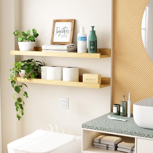 24 Inch Bamboo Floating Shelves Set of 2