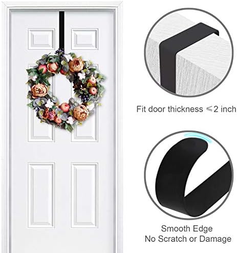 4 Pack Solid Black Wreath Hangers for Front Door