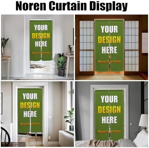 Leowefowa Custom Japanese Noren Curtain Panel with Photo Text Logo