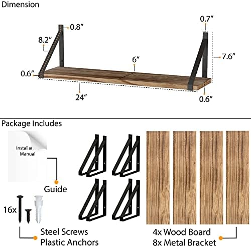 Wallniture Bora Floating Shelves 24x6 Set of 4