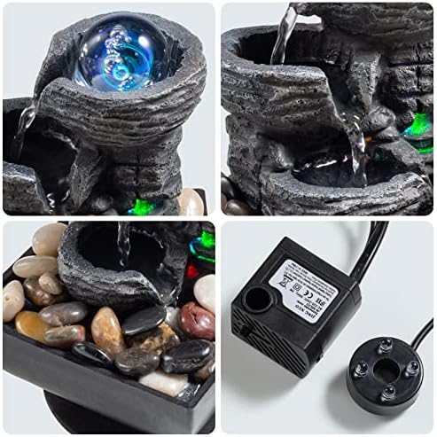 AMOOTEK Tabletop Fountain with LED Lights and Bubble Balls