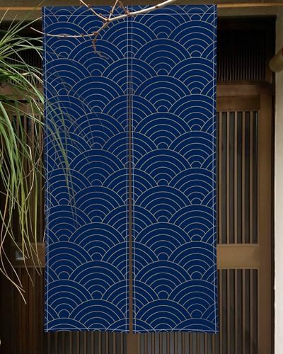 ChloropLastid Japanese Style Door Curtain Pure Blue