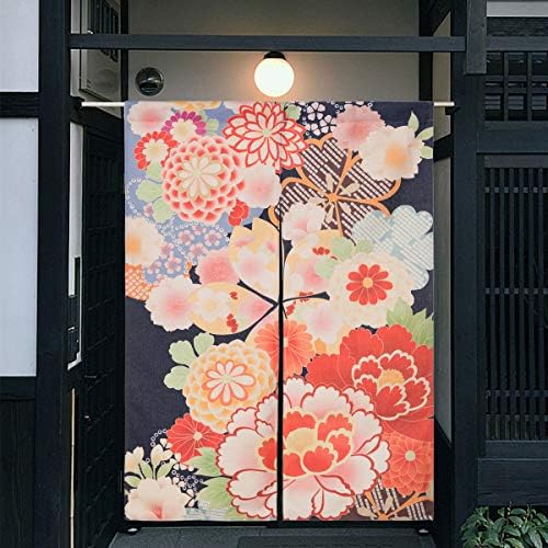 Cotton Linen Flower Print Japanese Noren Curtain 335x472 Inches