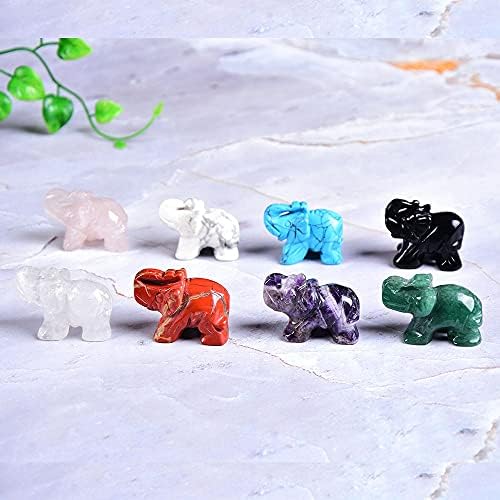 HXSCOO 1PC Natural Crystal Elephant Amethyst Obsidian Home Decor Stone