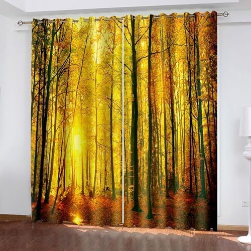 Blackout Curtains for Dining Room 2 Pack Yellow Black with Eyelet