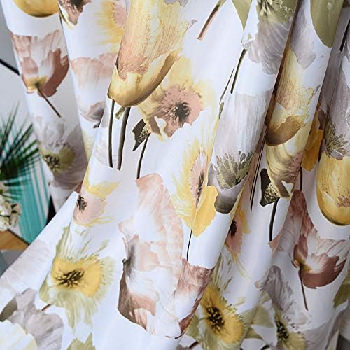 Melodieux Floral Curtains 2 Panels Yellow 63 Inch Length