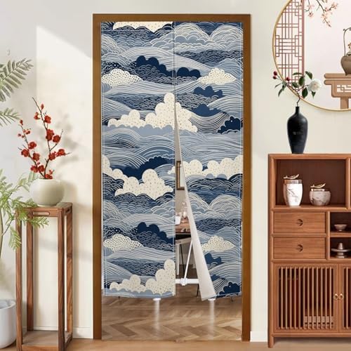 Japanese Noren Door Curtain Wave Pattern Decor 34x60