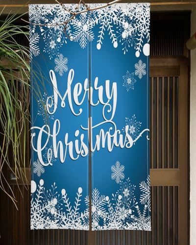 ChloropLastid Blue Snowflake Noren Door Curtain