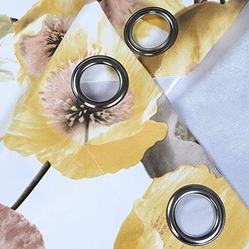 Melodieux Floral Curtains 2 Panels Yellow 63 Inch Length