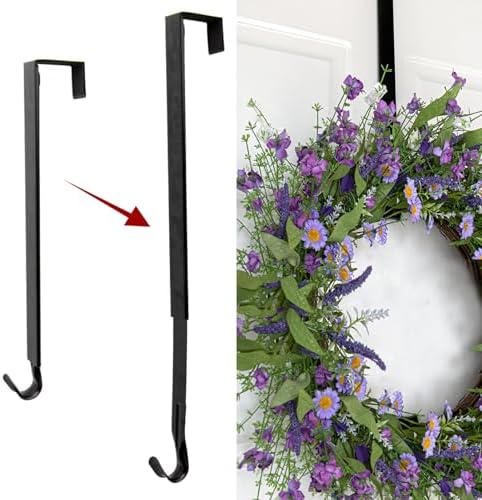Adjustable Wreath Hanger for Front Door Black 1