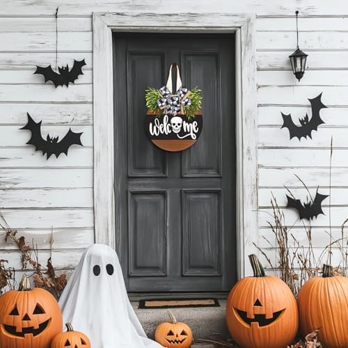 Wenmaqin Halloween Wreath Door Decor Sign