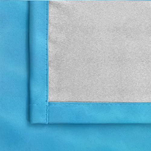 Homxi Blackout 2 Panel Set for Balcony Sea Blue Grommet Curtains