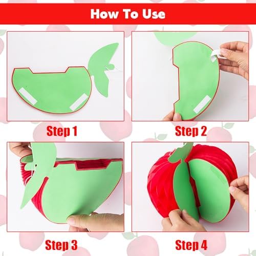 4 Pcs Red Honeycomb Apple Hanging Decorations