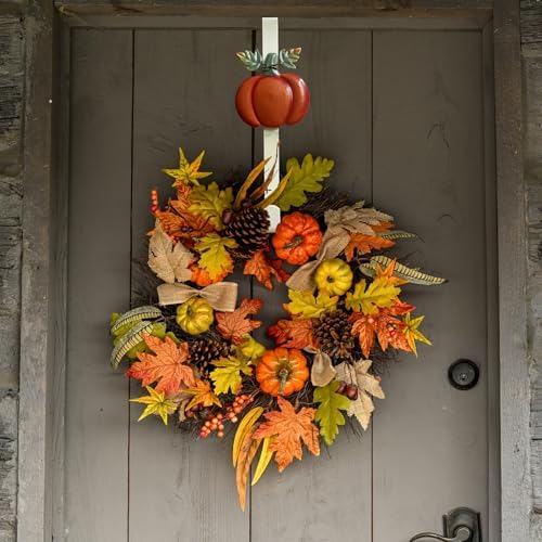 2 Pack Fall Wreath Door Hanger with Pumpkin Witch