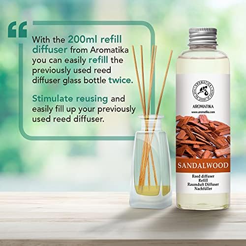 Sandalwood Reed Diffuser Refill 200ml - Natural Home Fragrance